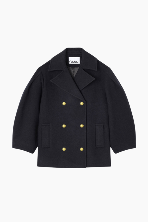 Peacoat Wool Midi Coat W0803 - Sky Captain - GANNI
