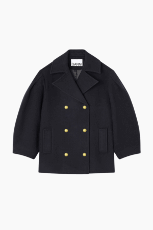 Peacoat Wool Midi Coat W0803 - Sky Captain - GANNI - Navy M