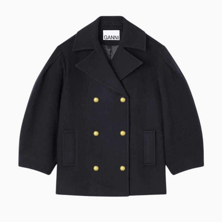 Peacoat Wool Midi Coat W0803 - Sky Captain - GANNI - Navy M