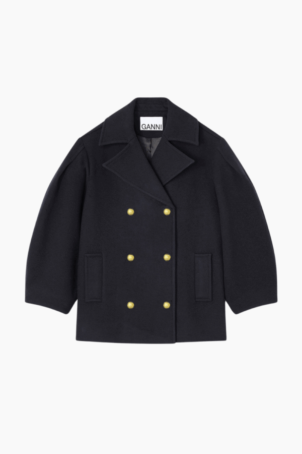 Peacoat Wool Midi Coat W0803 - Sky Captain - GANNI - Navy XS