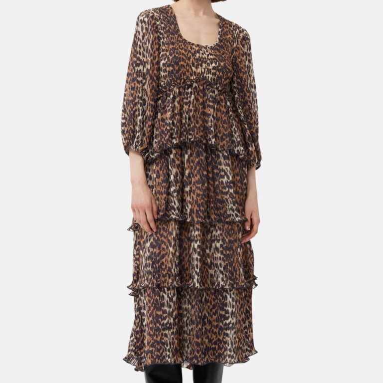 Pleated Georgette Flounce Smock Mid