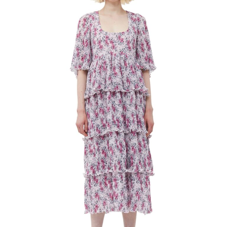 Pleated Georgette Flounce Smock Mid