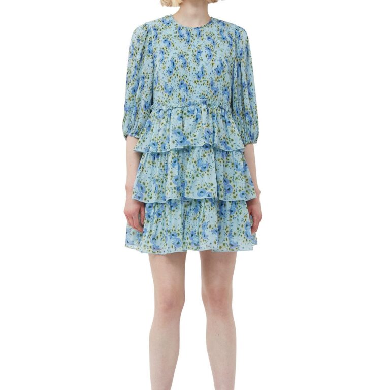 Pleated Georgette Mini Dress
