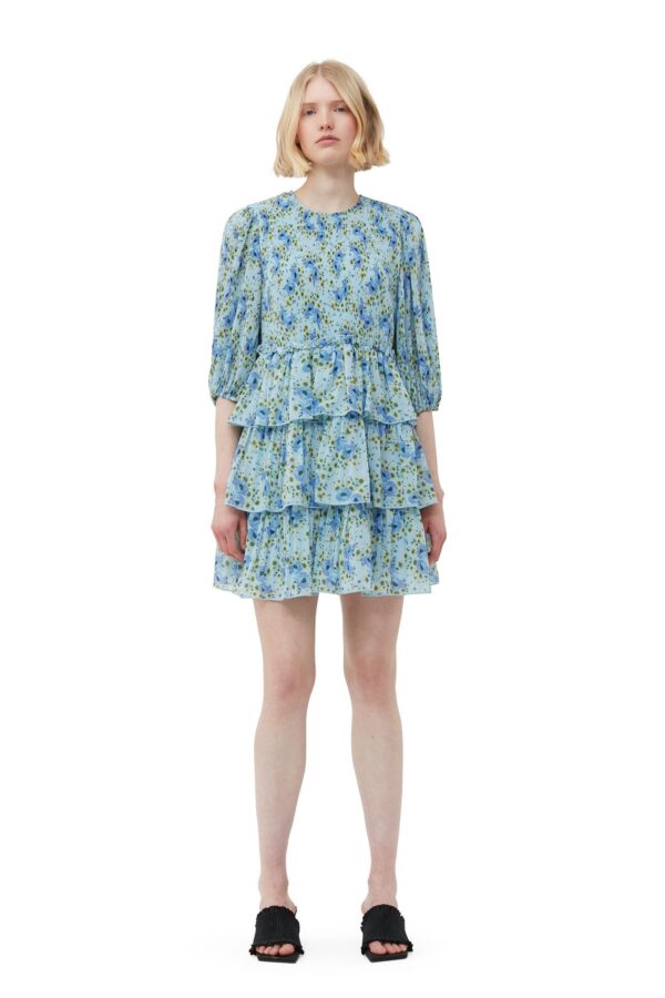 Pleated Georgette Mini Dress
