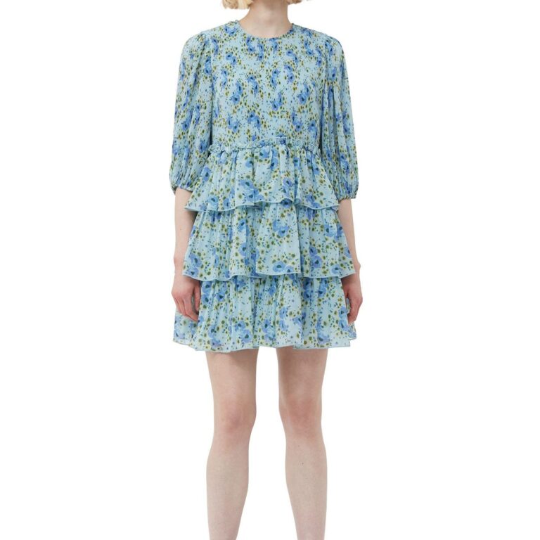 Pleated Georgette Mini Dress