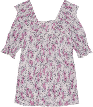 Pleated Georgette Ruffle Mini Dress