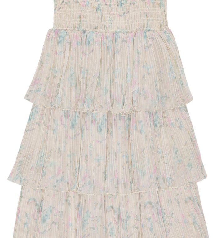 Pleated Georgette Strap Smock Midi