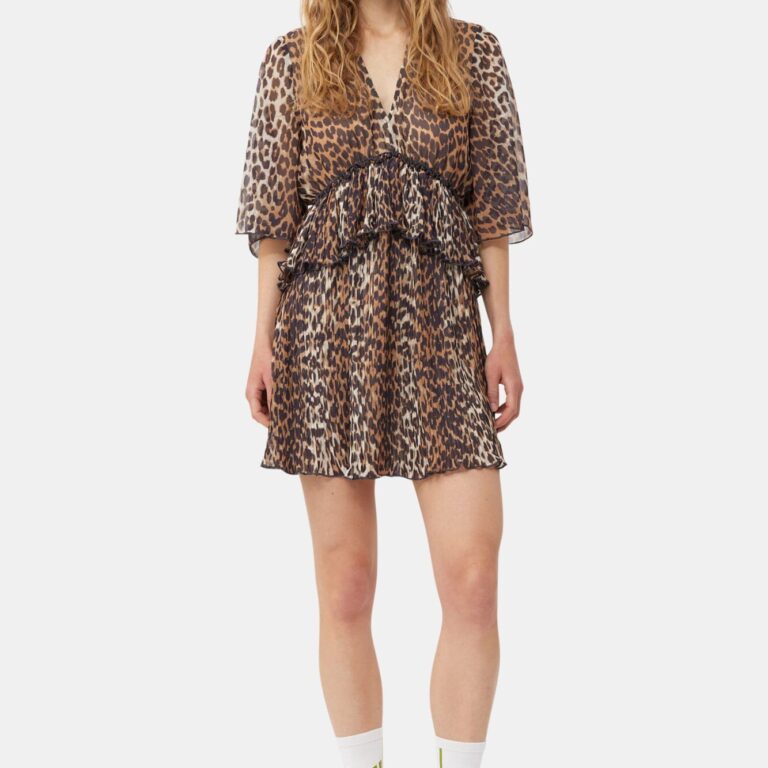 Pleated Georgette Vneck Flounce Mi