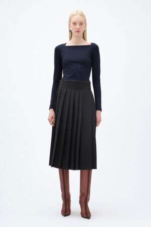 Pleated Suiting Skirt