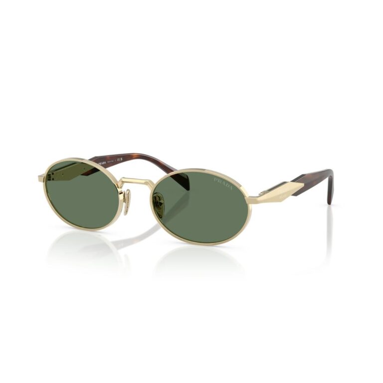 Prada 0PR 65ZS Oval Solbriller til Damer - Guld Metal Ramme - Mode Tilbehør for Bedste Beskyttelse & Stil