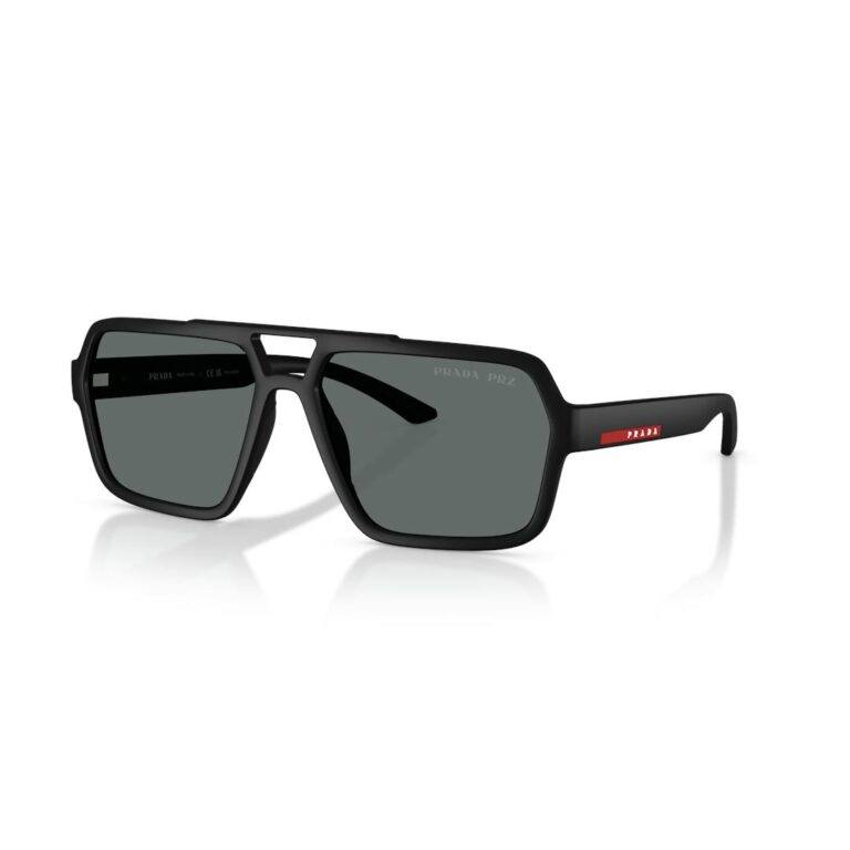 Prada Linea Rossa 0PS A06S Solbriller til mænd - Pilot Sort Polariserede Linser - Metal Stel, Briller til herrer, Designer solbriller, UV beskyttelse