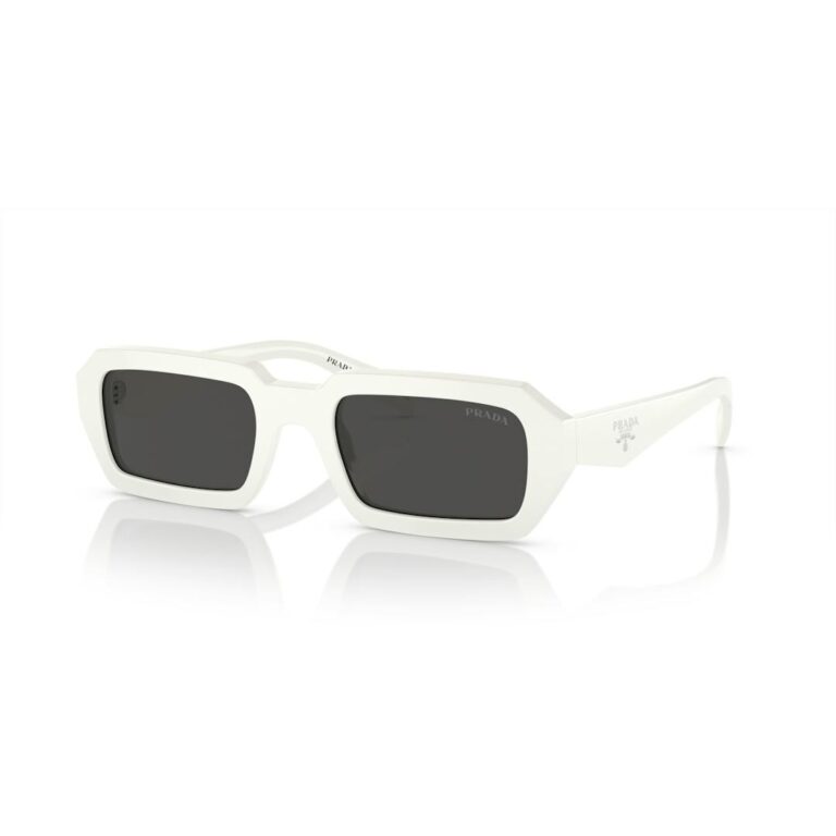 Prada PR A12S Solbriller Dame Runde Hvid Acetat Uregelmæssig Stel Mørkegrå Glas Pastelfarver Luksus Mode Accessories