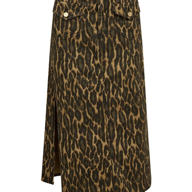 Print Denim Midi Skirt