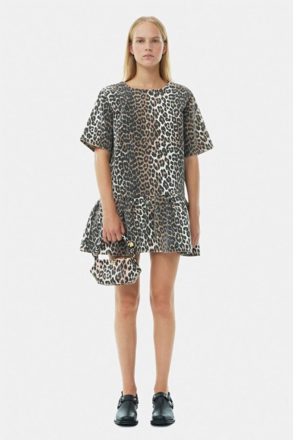 Print Denim Openback Mini Dress