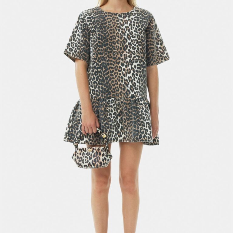 Print Denim Openback Mini Dress