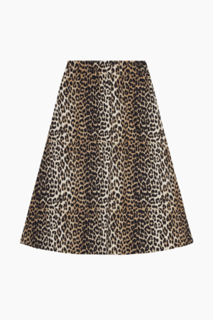 Printed Cotton Elasticated Maxi Skirt F9365 - Leopard - GANNI - Leopard XL