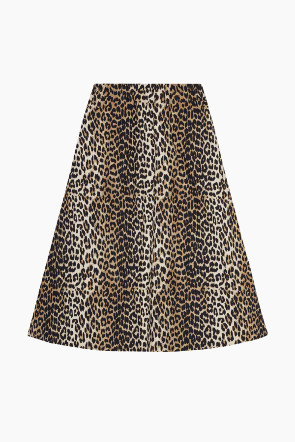 Printed Cotton Elasticated Maxi Skirt F9365 - Leopard - GANNI - Leopard XS