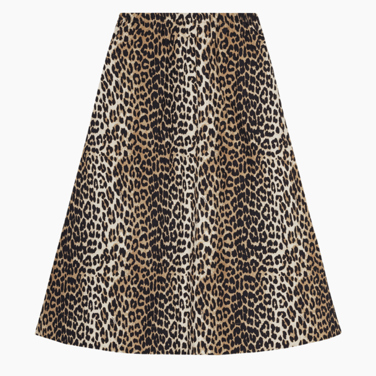 Printed Cotton Elasticated Maxi Skirt F9365 - Leopard - GANNI - Leopard XS