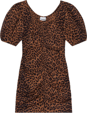 Printed Cotton Gathered Uneck Mini