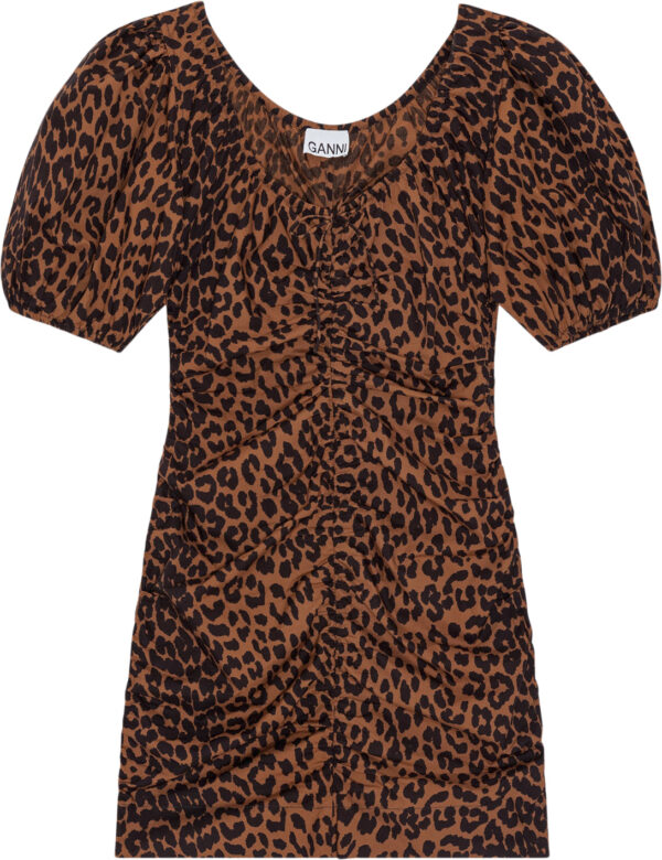 Printed Cotton Gathered Uneck Mini