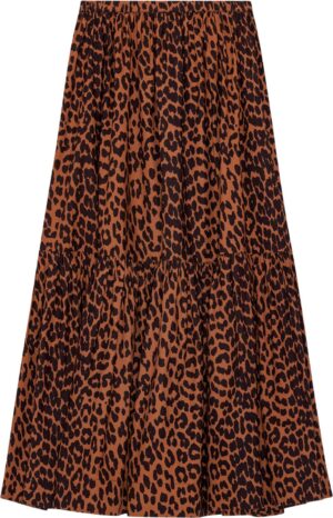 Printed Cotton Maxi Flounce Skirt