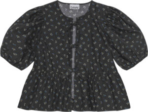 Printed Cotton Peplum Blouse