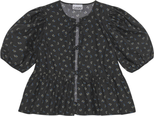 Printed Cotton Peplum Blouse