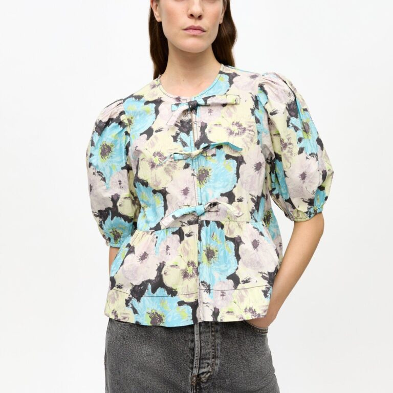 Printed Cotton Peplum Blouse