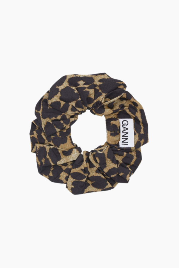 Printed Cotton Scrunchie A5993 - Leopard - GANNI - Leopard One Size
