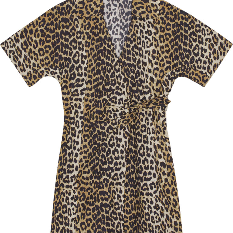 Printed Cotton Wrap Mini Dress