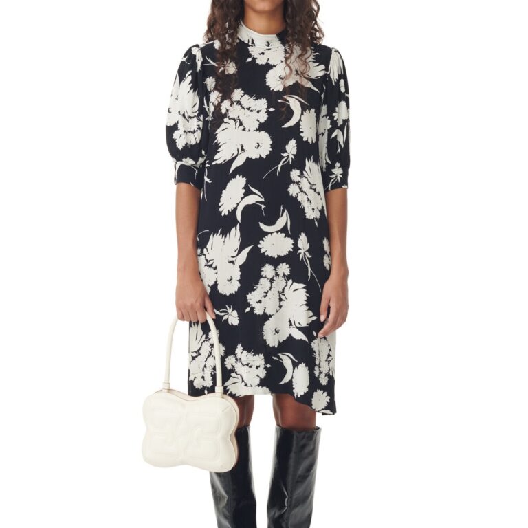 Printed Crepe Mini Dress