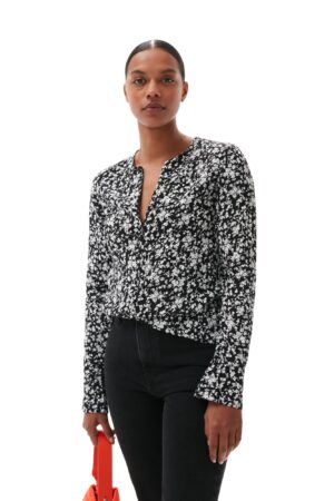 Printed Crepe Oneck Bluse