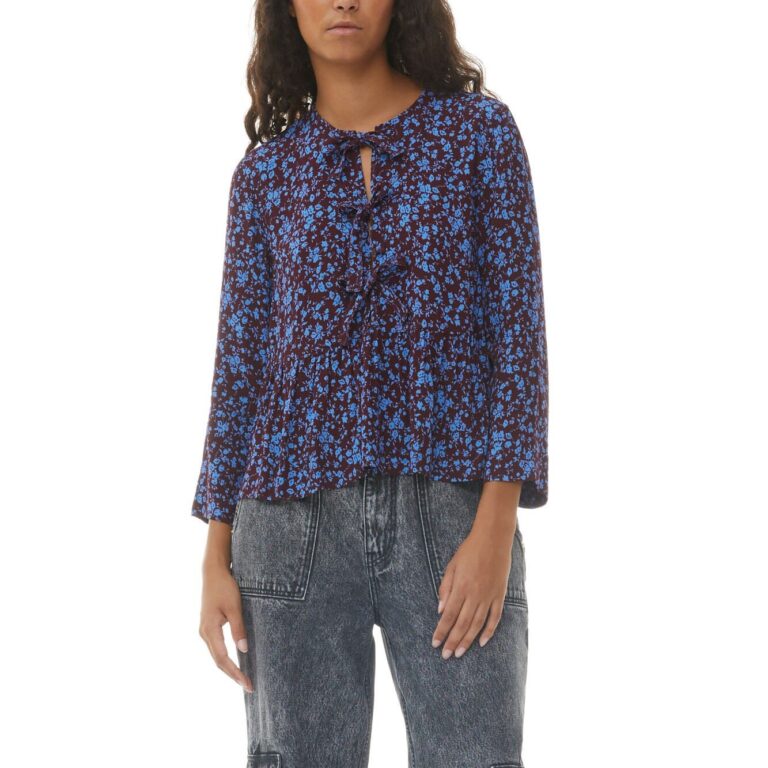 Printed Crepe Peplum Blouse