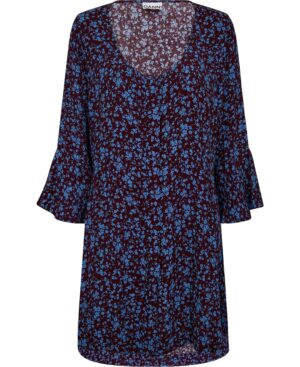 Printed Crepe Uneck Mini Dress