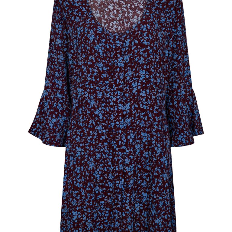 Printed Crepe Uneck Mini Dress