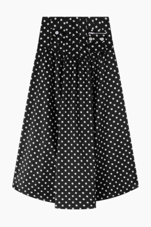 Printed Double Satin Corset Skirt A1090065 - Black - GANNI - Mønstret S