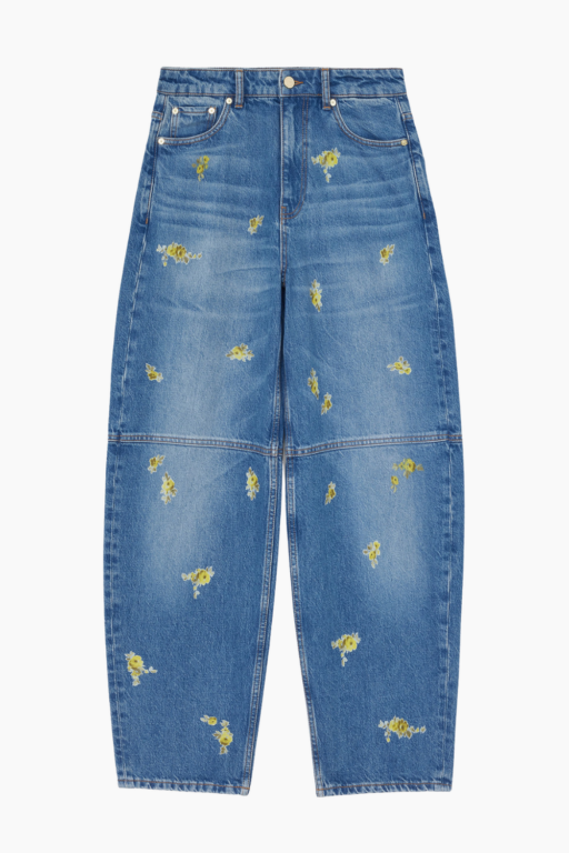 Printed Flower Denim Stary Jeans A1100181 - Light Blue Vintage - GANNI