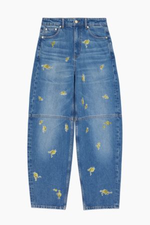 Printed Flower Denim Stary Jeans A1100181 - Light Blue Vintage - GANNI - Blå 28/33