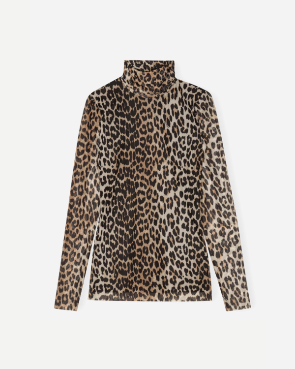 Printed Mesh Long Sleeve - Leopard