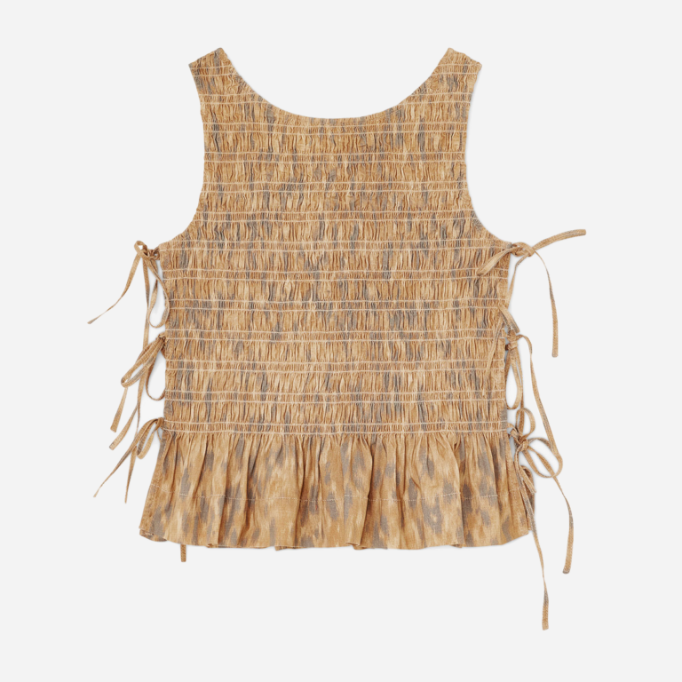 Printed Smocked Tie String Top