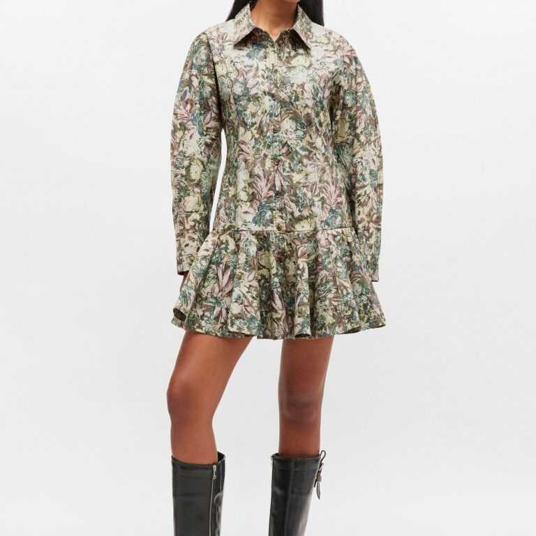 Printed Stretch Cotton Buttoned Min