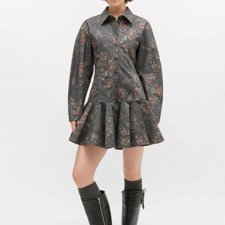 Printed Stretch Cotton Buttoned Min