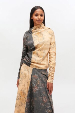 Printed Stretch Cotton Ruched Top