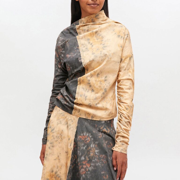 Printed Stretch Cotton Ruched Top