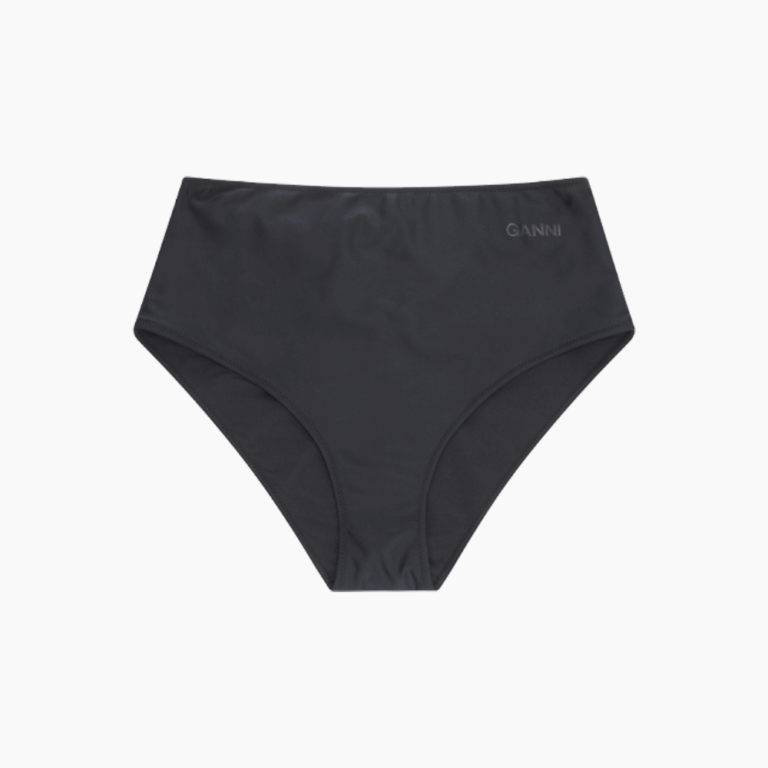 Recycled Core Solid Highrise Bikini Briefs A4046 - Black - GANNI - Sort L