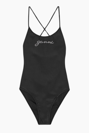 Recycled Graphic Tie String Swimsuit A6064 - Black - GANNI - Sort M