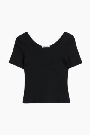 Rib Open Neck Tee - Black - Holzweiler - Sort L