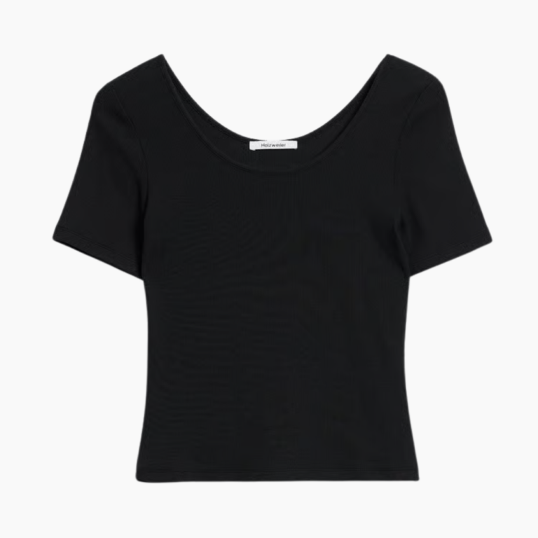 Holzweiler Rib Open Neck Tee Sort T-shirts