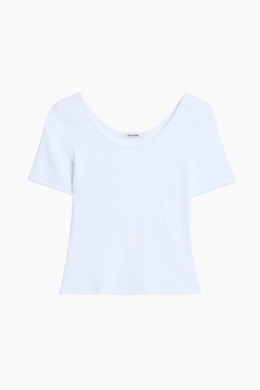 Rib Open Neck Tee - White - Holzweiler