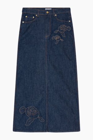 Rinse Stitch Denim Maxi Skirt J1440 - Rinse - GANNI - Blå XS